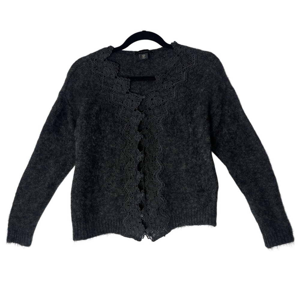 House of Harlow Sweater Cardigan Womens Small Lace Wool Mohair Blend Button Up - Picture 6 of 13